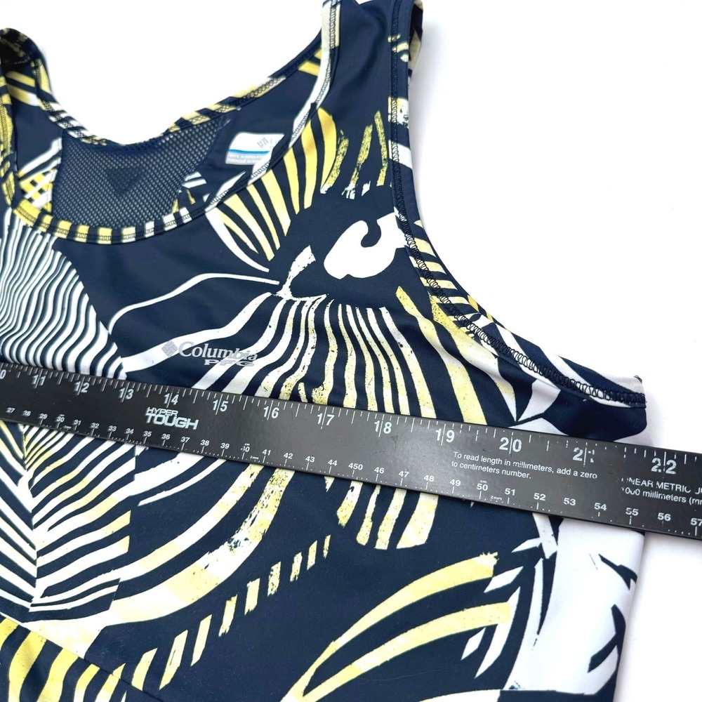 COLUMBIA Women's 2X Navy Yellow Palm Tropical Cooling Freezer III Dress UPF 50 - Picture 5 of 6